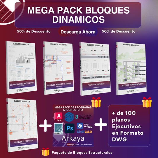 PAQUETE COMPLETO Bloques Dinámicos (Arquitectónico + Hidrosanitario + Eléctrico + Estructural + Ambientación + Puertas y Ventanas + Proyectos Ejecutivos para referencia) + Regalo 🎁